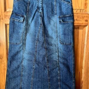 Denim Maxi Skirt with Pockets